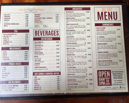 smilling buffalo menu 1